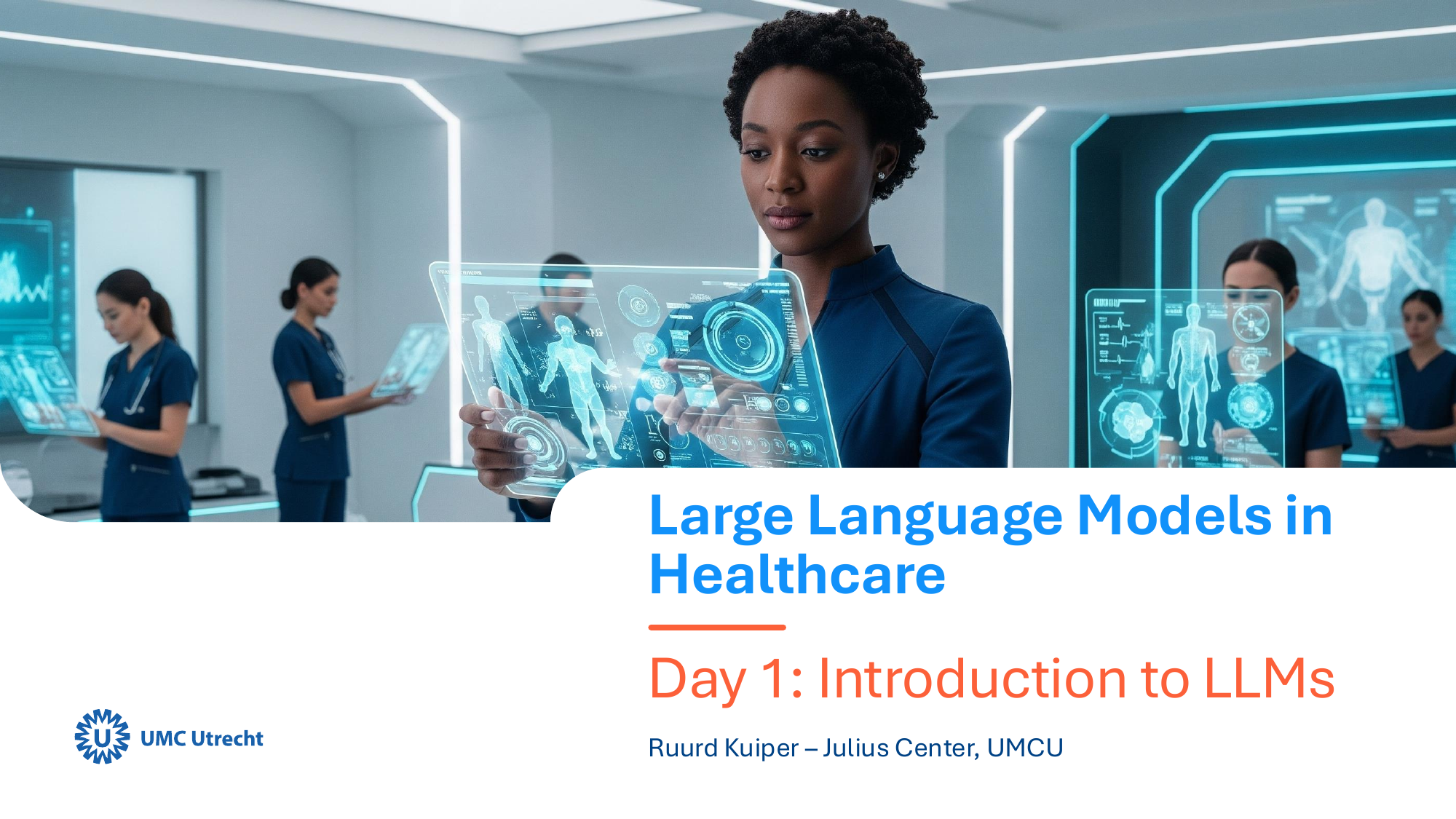 Thumbnail for day 1 of the Large Language Models in Healthcare course